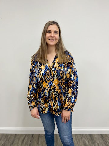 Navy Satin Blouse