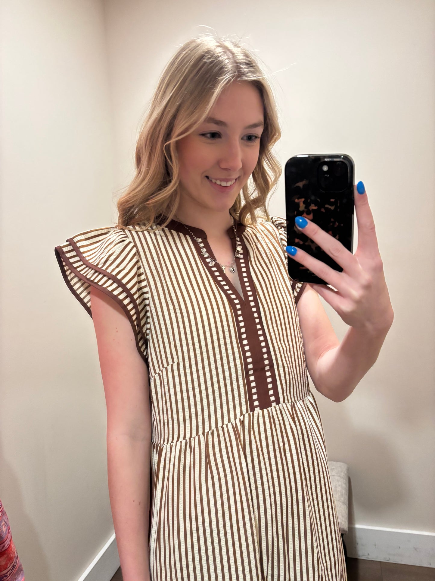 Soft Sand Ruffle Midi Dress