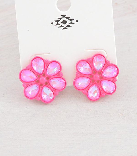 Pink Iridescent Stone Earrings