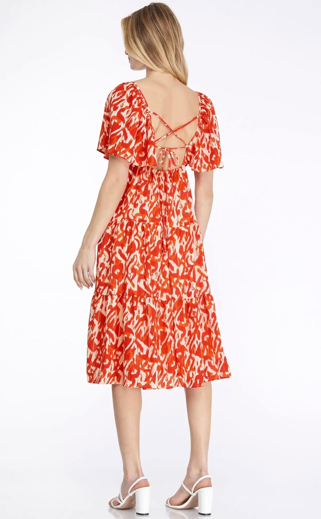 Scarlet Bloom Midi Dress