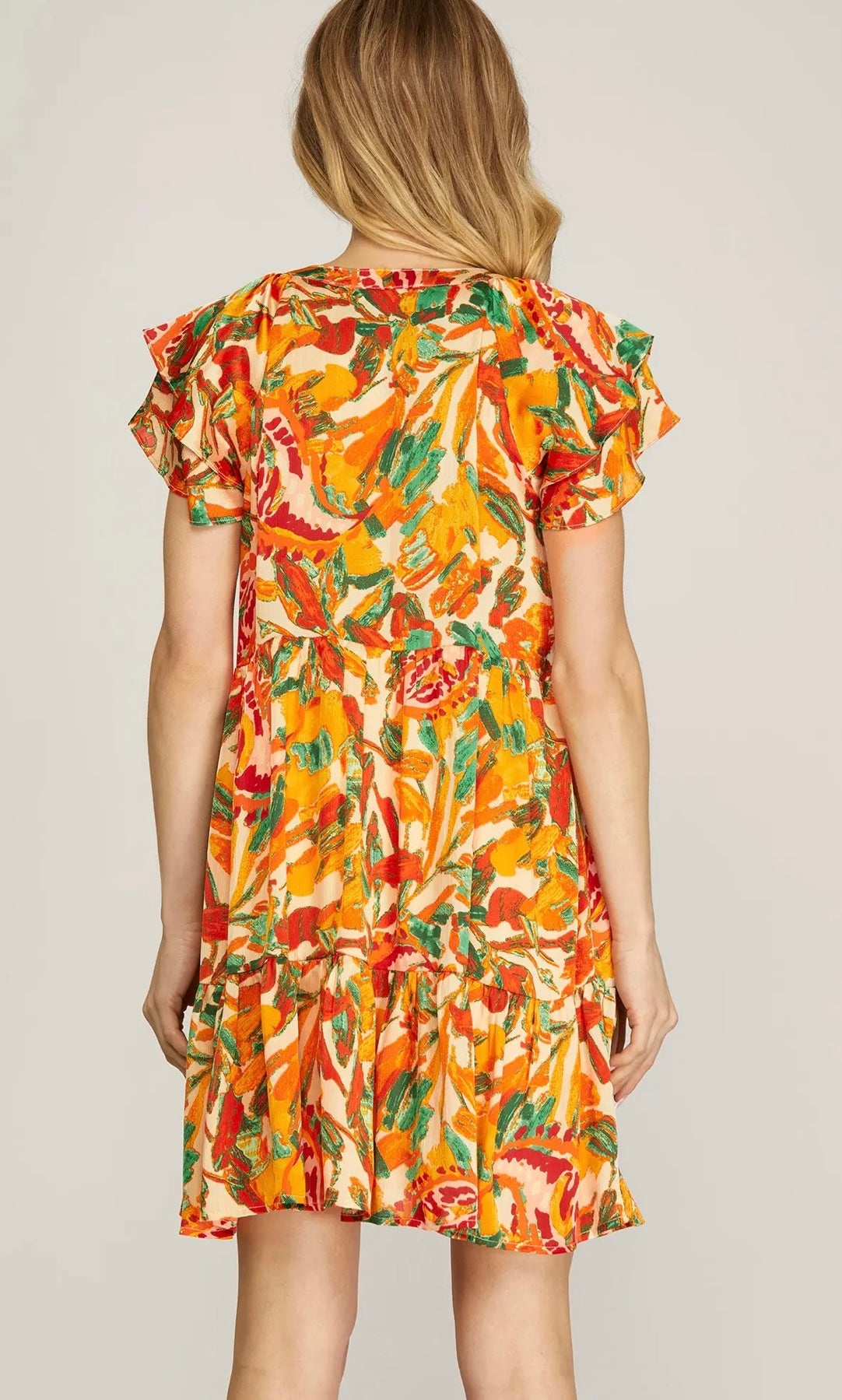 Sunburst Floral Tiered Dress