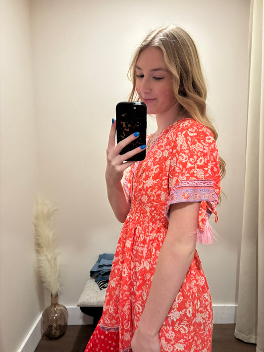 Coral Coast Midi Dress