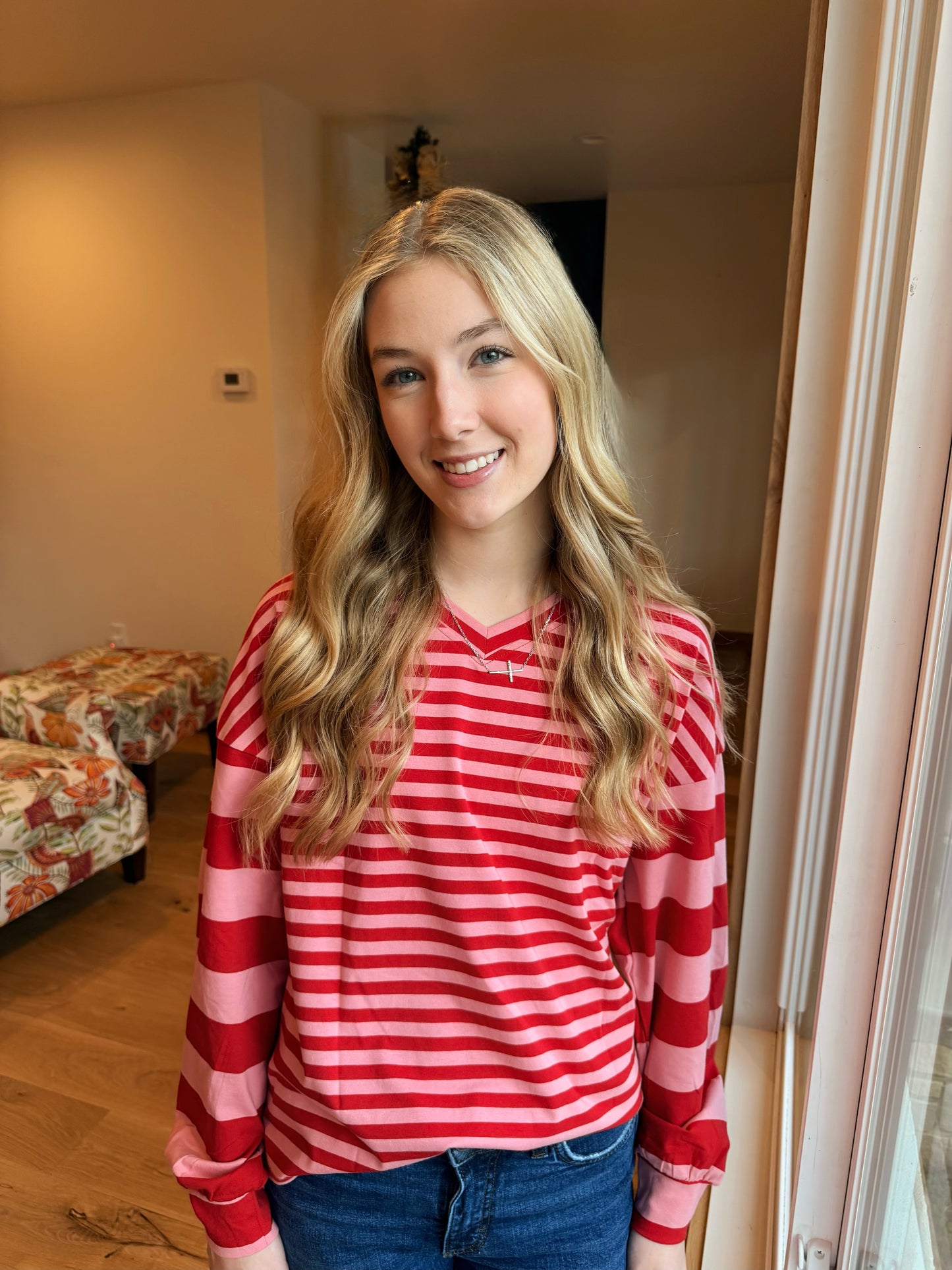 Sweetheart Stripe V-neck