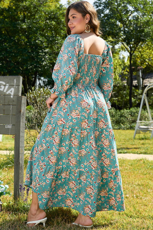 Plus Green Floral Maxi