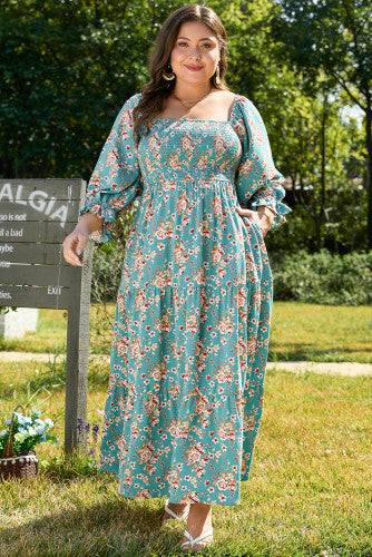 Plus Green Floral Maxi