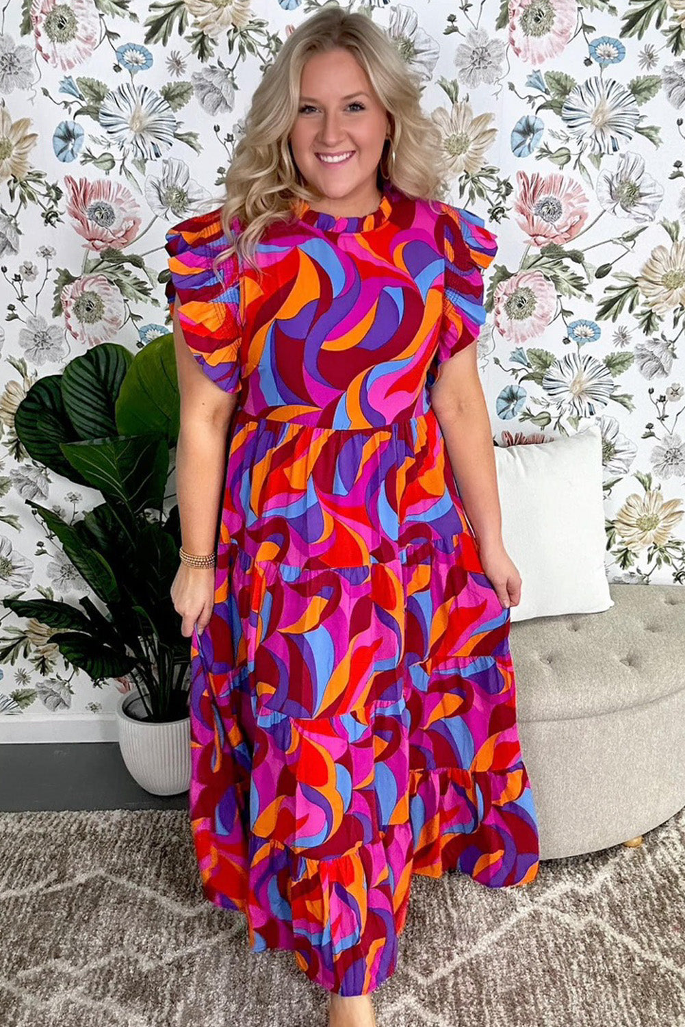 Plus Abstract Maxi Dress