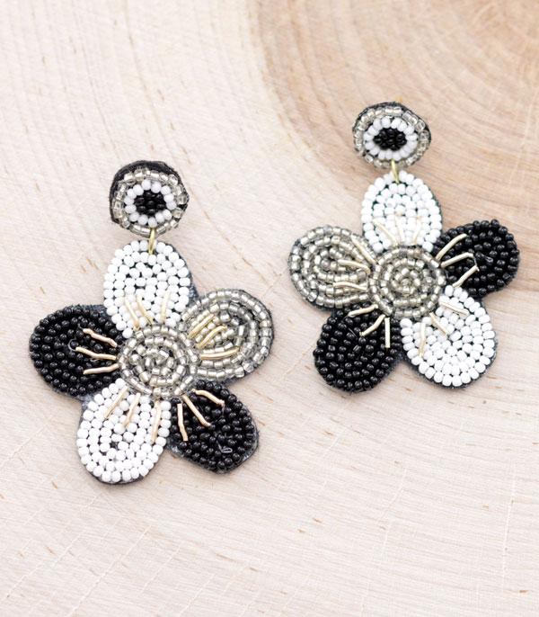 Black and White Daisy Earrings