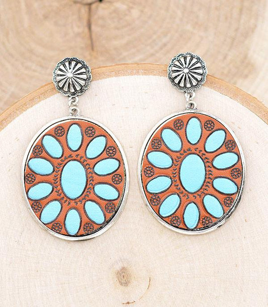 Leather Oval Earrings