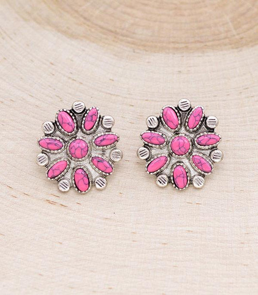 Pink Concho Stud Earrings