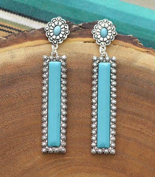 Turquoise Rectangle Earrings